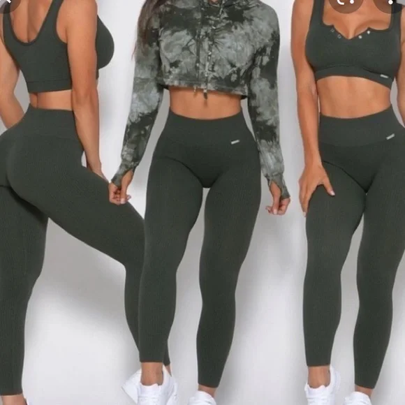 Bombshell Sportswear, Pants & Jumpsuits, Green Ribbed Bombshell Sportswear  Leggings